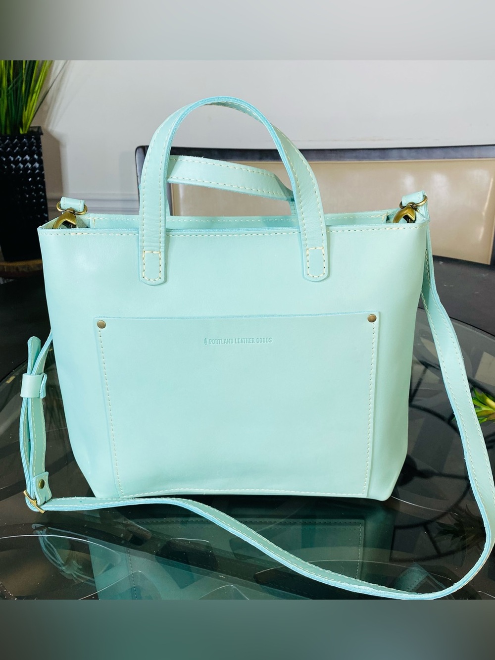 Portland Leather Goods Mint Medium Crossbody Tote Bag New Without Tags
